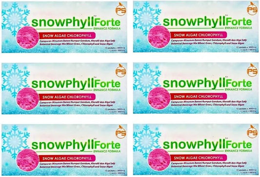 Snowphyll Forte Snow Phyto Colon Care Mulberry Leaves Enhanced Formula - 6 Packs of Crystal Cell with 15 Sachets Each