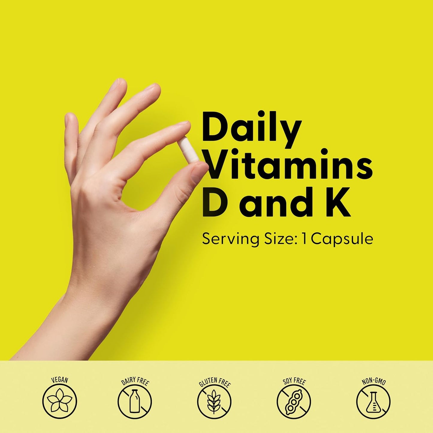 Solar Power Vitamin D3 Supplement with Patented Vitamin K - MK7 for Immune Balance, Brain Function, Heart Health, and Stress Relief - 60 Count