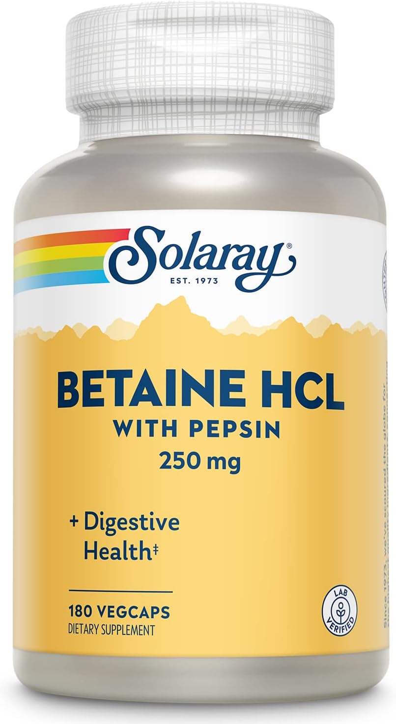 Solaray HCl with Pepsin Capsules - 250 mg - 180 Count