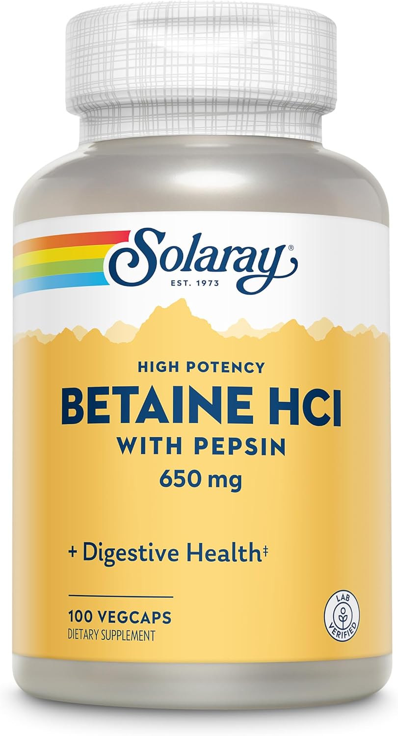 Solaray HCl with Pepsin Capsules - 250 mg - 180 Count
