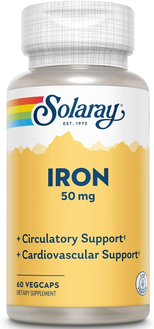 Solaray Iron Supplements 50mg | 60 Capsules Each | Pack of 2