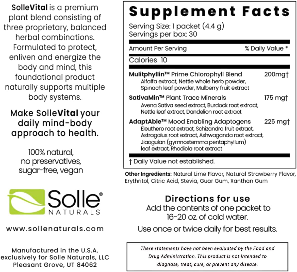 Solle Naturals SolleVital 30 Count Box: Natural Wellness Support