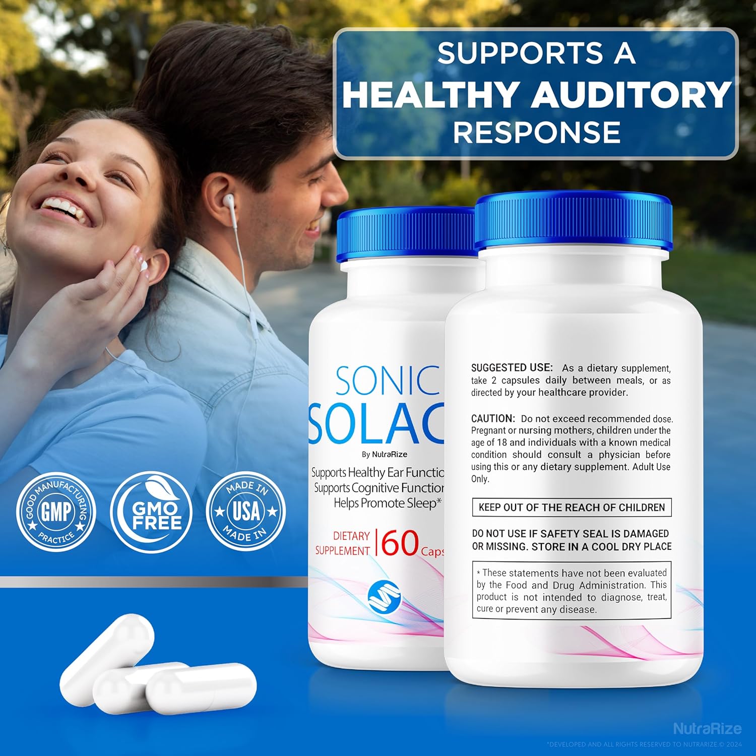 Sonic Solace (2 Pack) NutraRize - Advanced Formula for Healthy Hearing, Official Ear Health Support, Natural Wellness, SonicSolace Review
