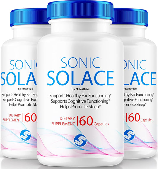 Sonic Solace NutraRize (3 Pack) - Advanced Formula for Healthy Hearing, Official Ear Health Support, All Natural Well-Being, SonicSolace Review (180 Caps)