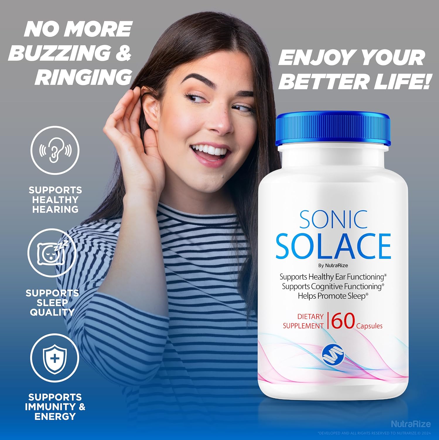 Sonic Solace NutraRize (3 Pack) - Advanced Formula for Healthy Hearing, Official Ear Health Support, All Natural Well-Being, SonicSolace Review (180 Caps)