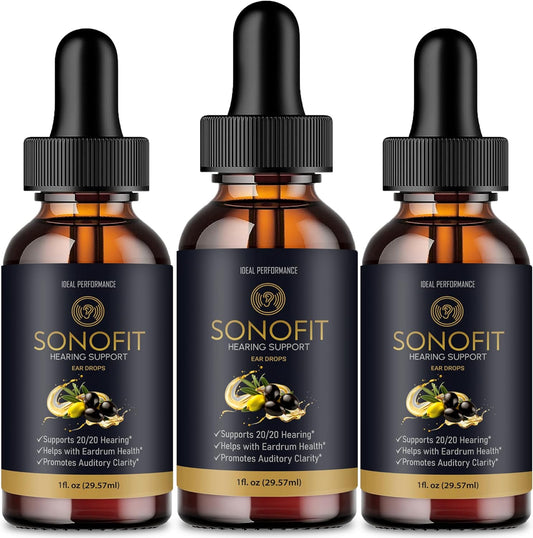 Sonofit Tinnitus Relief Drops for Ringing Ears - Advanced Formula for Healthy Ear Support - 3 Pack Hearing Support Supplement