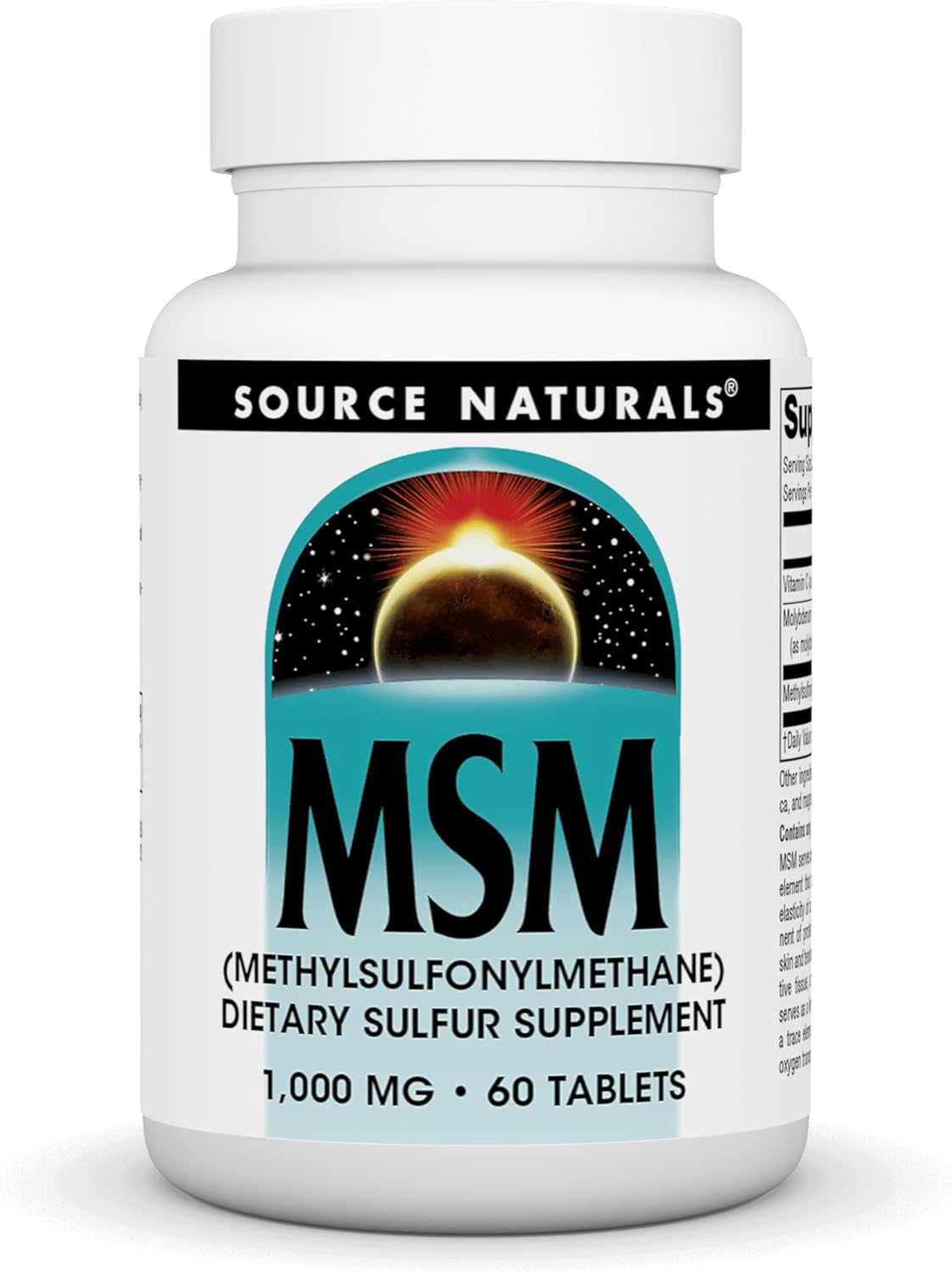 Source Naturals MSM 1000mg - 60 Tablets, Dietary Sulfur Supplement for Joint Health and Immune Support