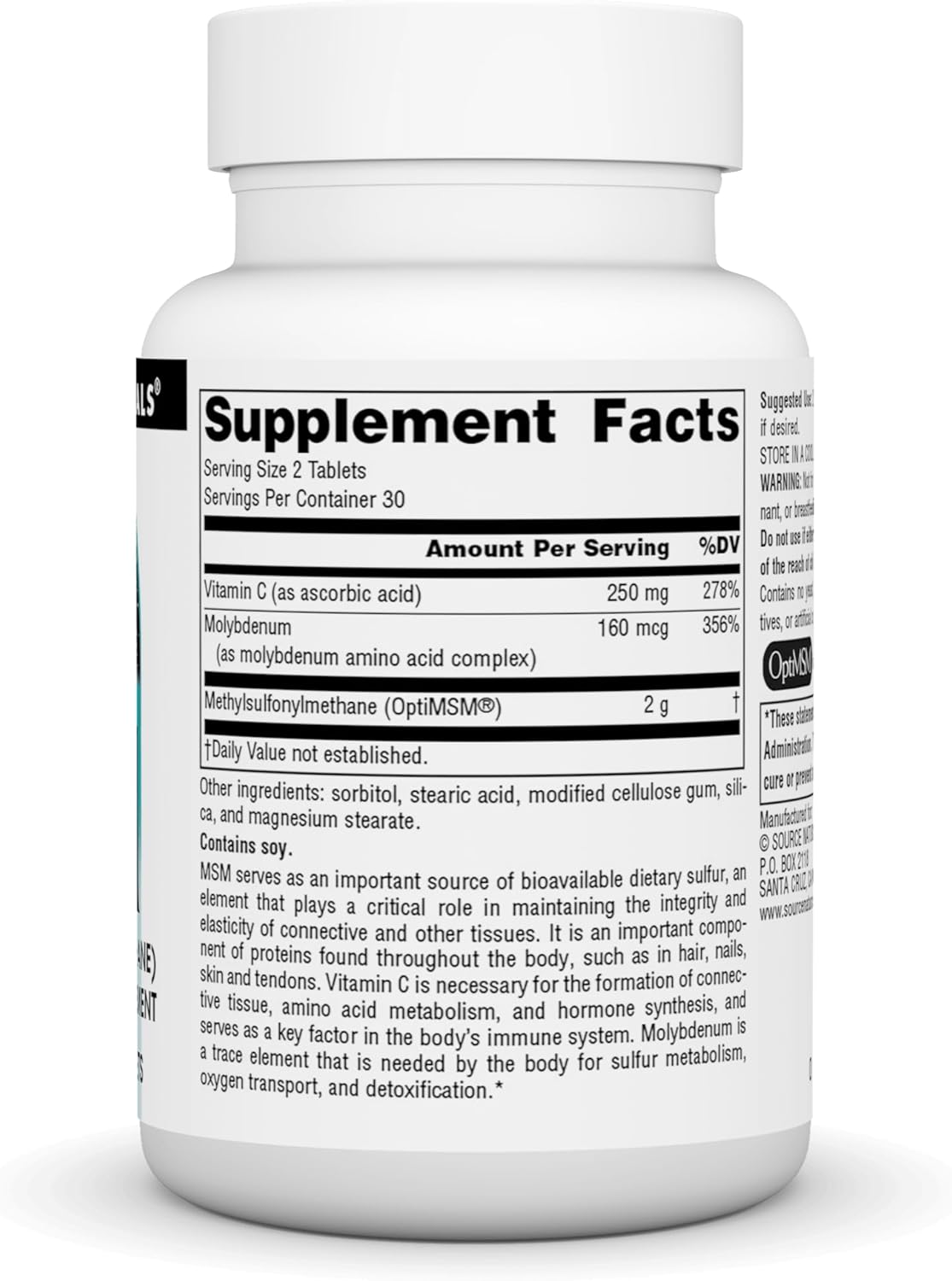 Source Naturals MSM 1000mg - 60 Tablets, Dietary Sulfur Supplement for Joint Health and Immune Support