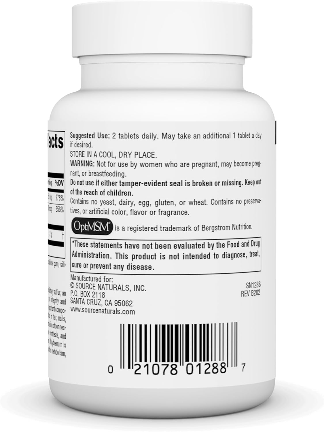 Source Naturals MSM 1000mg - 60 Tablets, Dietary Sulfur Supplement for Joint Health and Immune Support