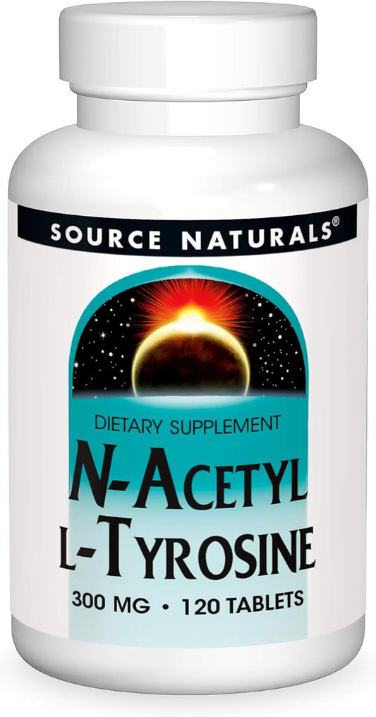 Source Naturals N-Acetyl L-Tyrosine Supplement - 120 Tablets for Cognitive Support and Energy Boost