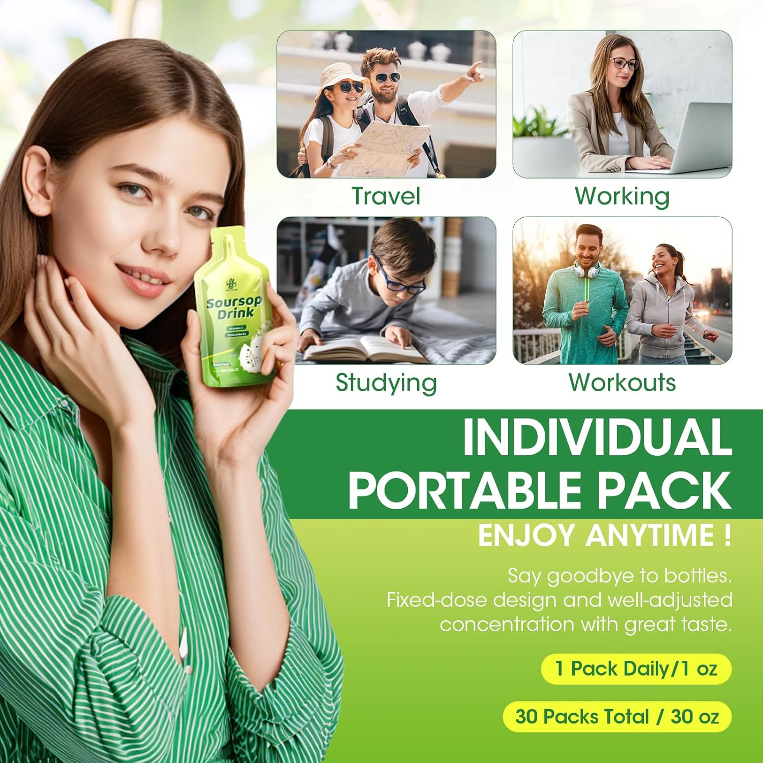 Soursop Bitters Liquid with Graviola Extract, Vitamin C, Antioxidants - 30 Packets