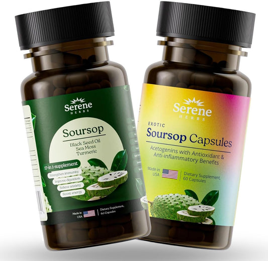 Soursop Capsules with 17-1 Herbal Fusion for Serene Herbs