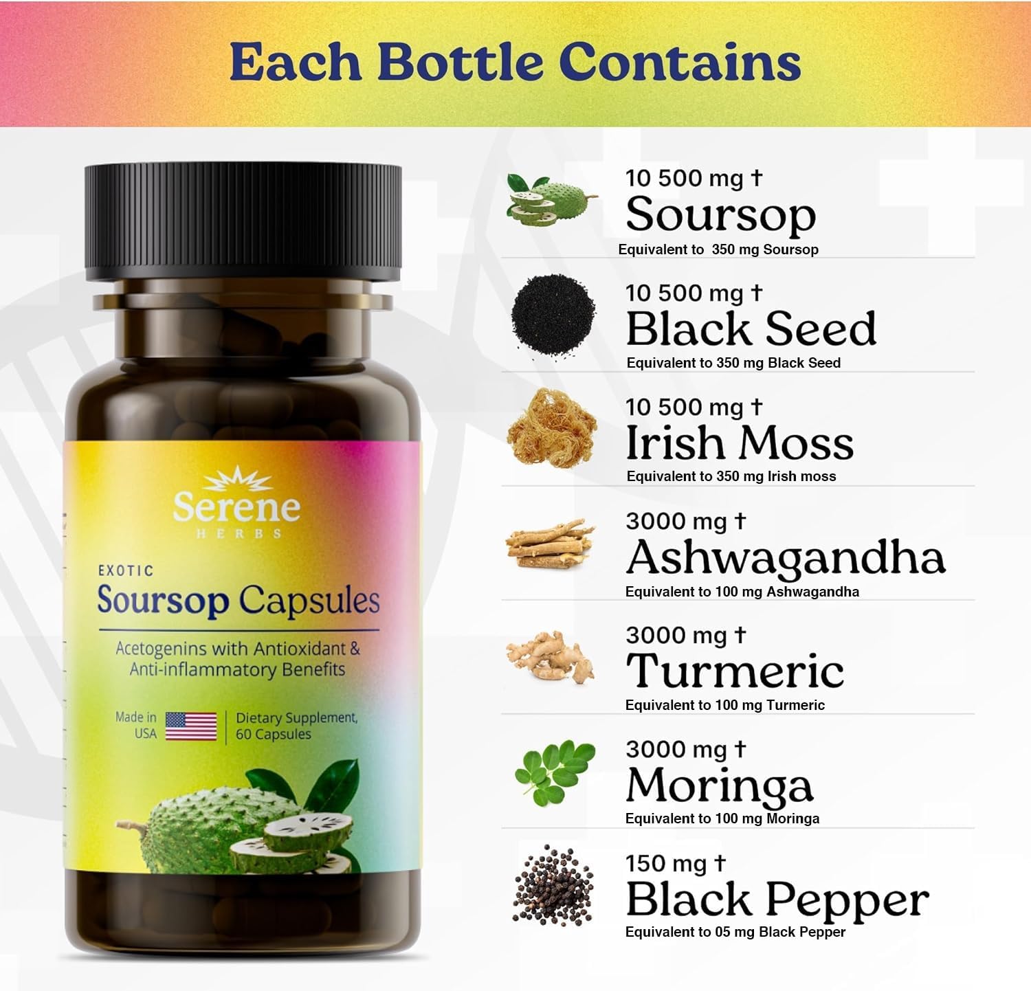 Soursop Capsules with 17-1 Herbal Fusion for Serene Herbs