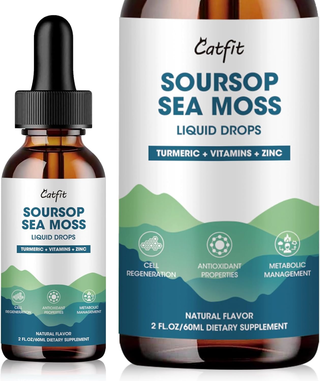 Soursop Graviola Liquid Drops with Sea Moss & Turmeric for Cell Support, Immune Boost, and Antioxidant Benefits