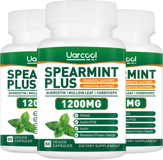 Spearmint Plus Supplement 1200mg for Digestive, Skin, & Stomach Health - Alternative to Tea - 180 Softgels - Made in USA