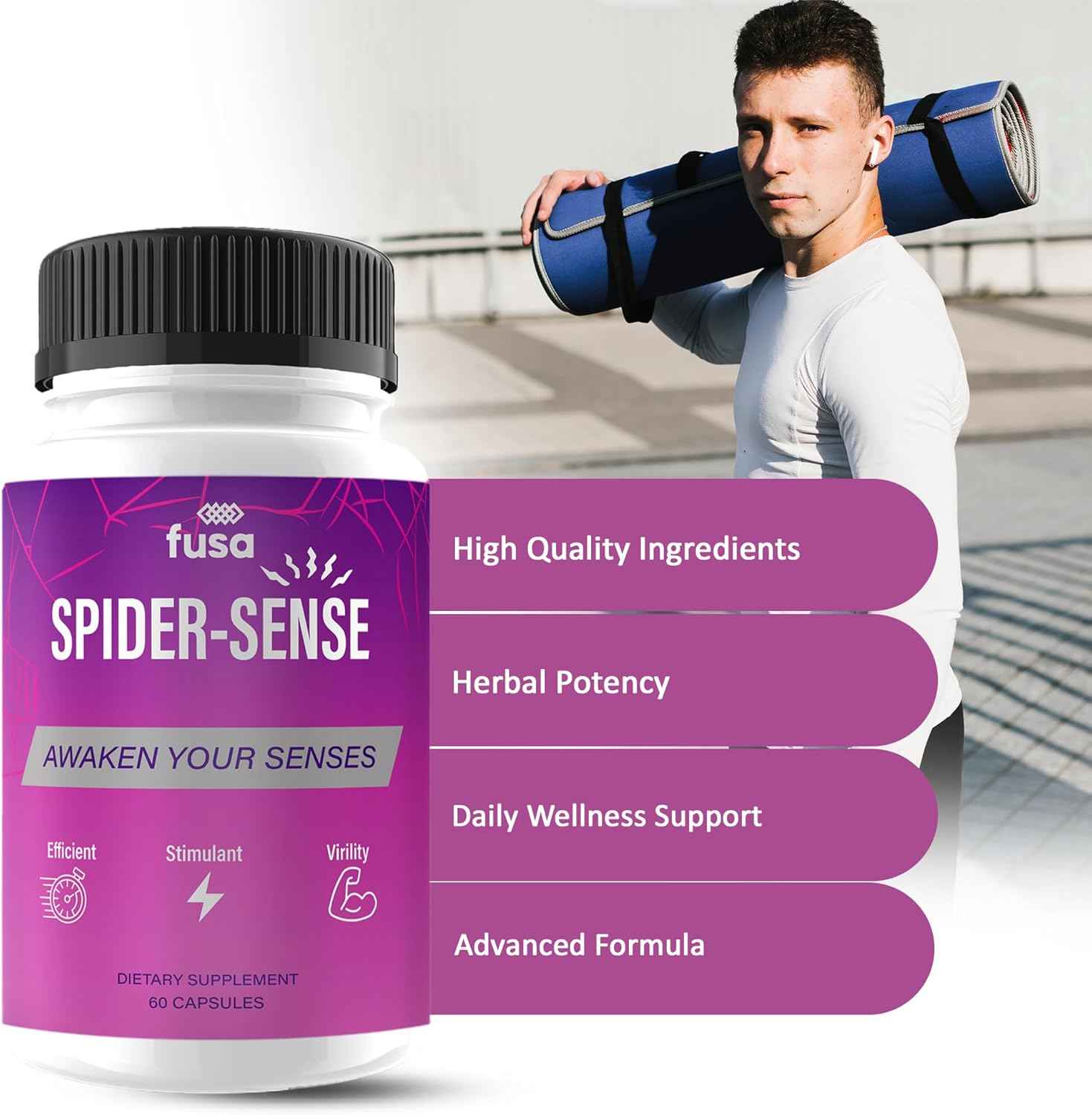 Spider Sense Pills Spider-Sense Max Supplement, SpiderSense Maximum Strength Advanced Support Multivitamin Formula for Overall Health & Wellness, Spider Senses Max Supplement Pills (60 Capsules)