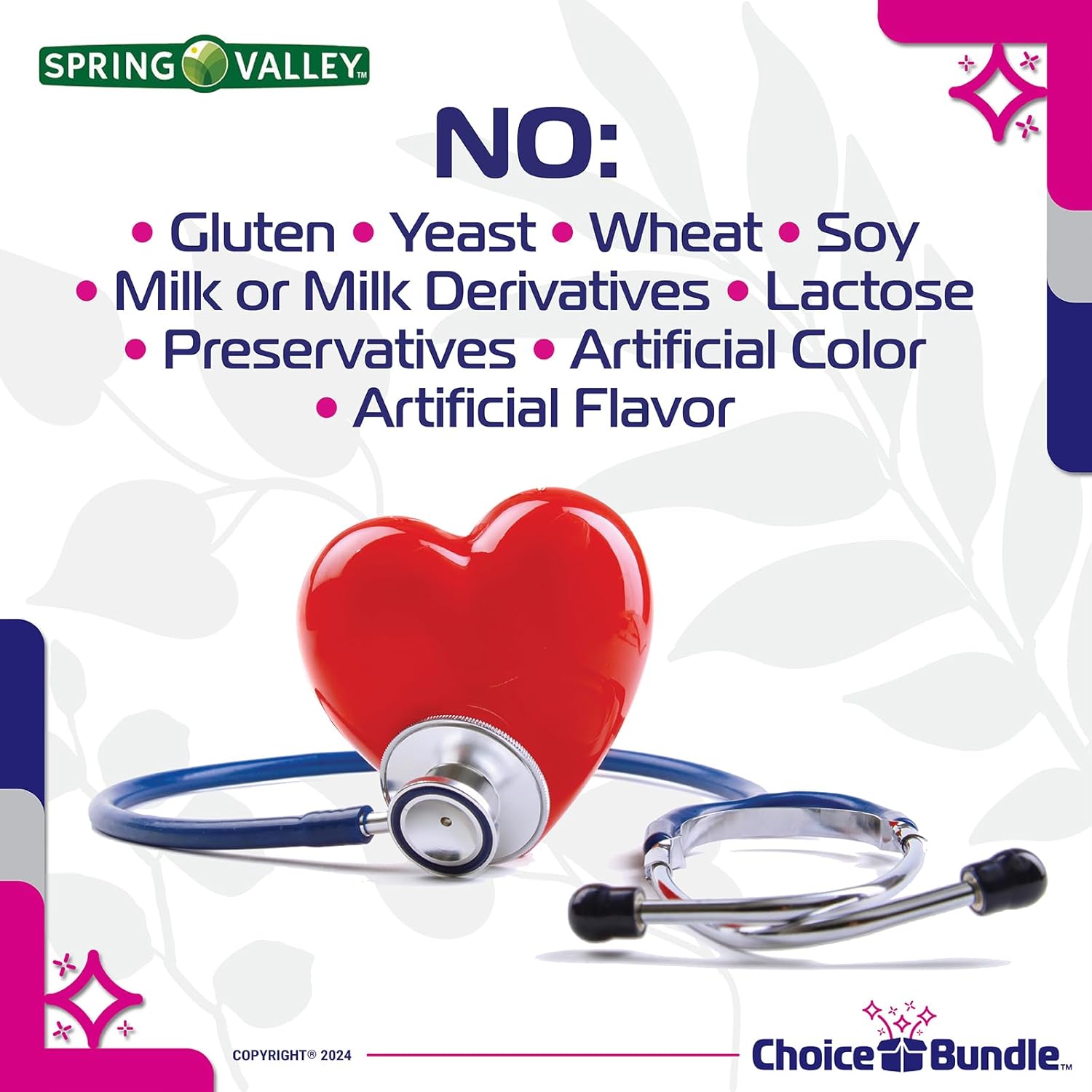 Spring Valley Blood Pressure Support Capsules Bundle with Vitamin Guide & Pill Container - 60 Ct Vegetarian Capsules