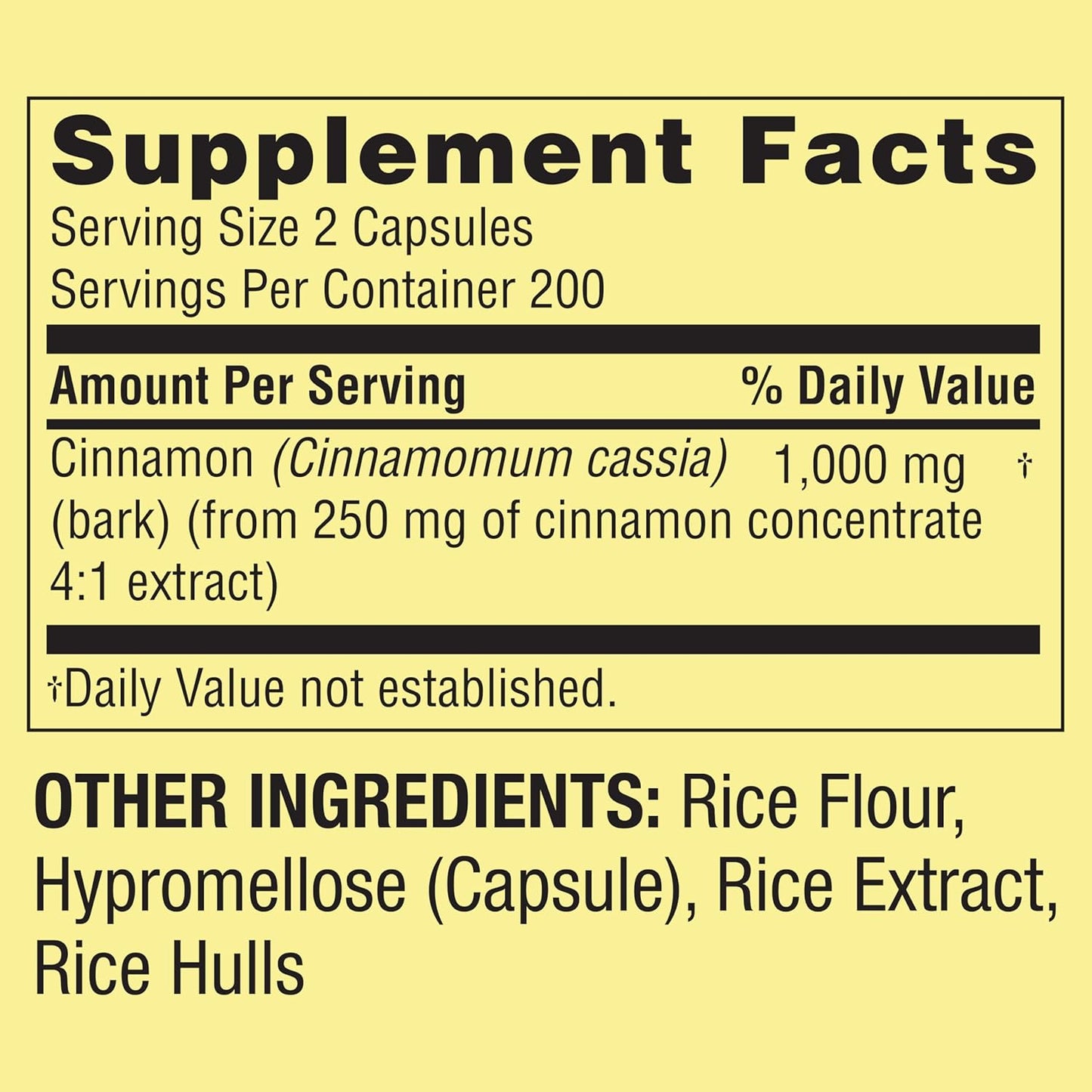 Spring Valley Cinnamon Dietary Supplement 1000mg 400 Count - Cinnamon Capsules for Health Support