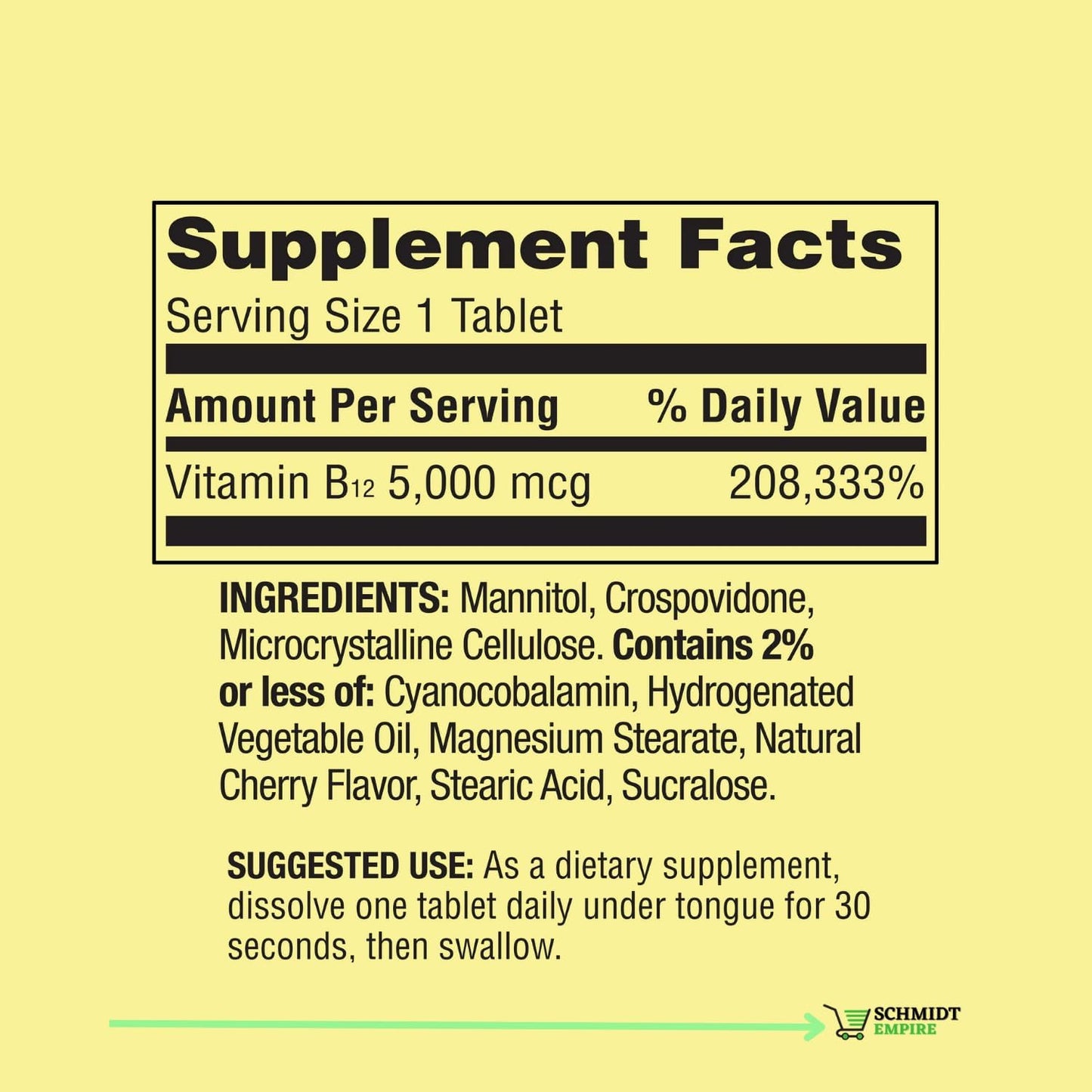Spring Valley Extra Strength Vitamin B12 Fast Dissolve Tablets - Cherry Flavor, 5,000 mcg, 60 Count