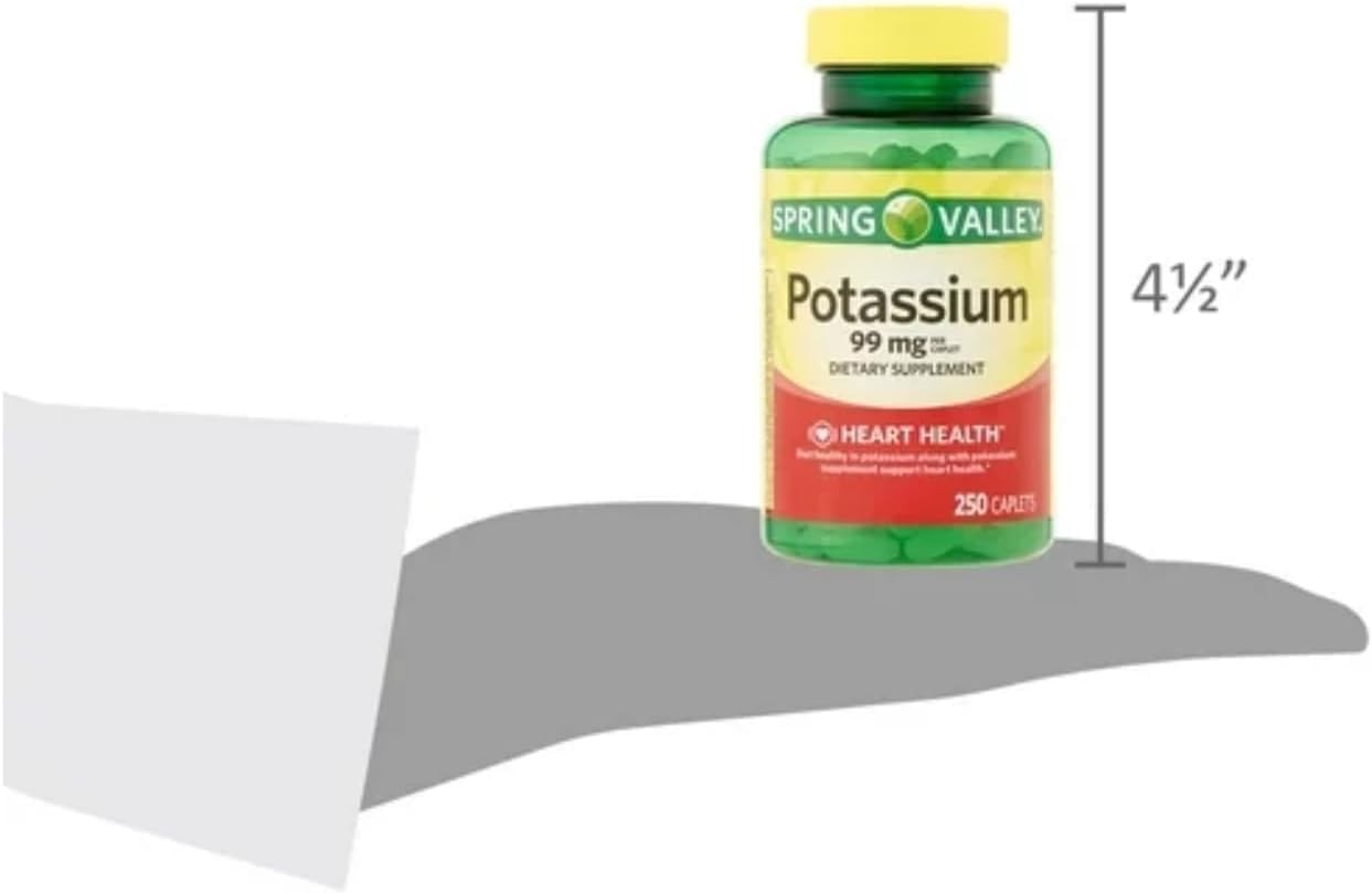 Spring Valley Potassium 99mg Dietary Supplement for Heart Health - 250 Count (8 Month Supply)