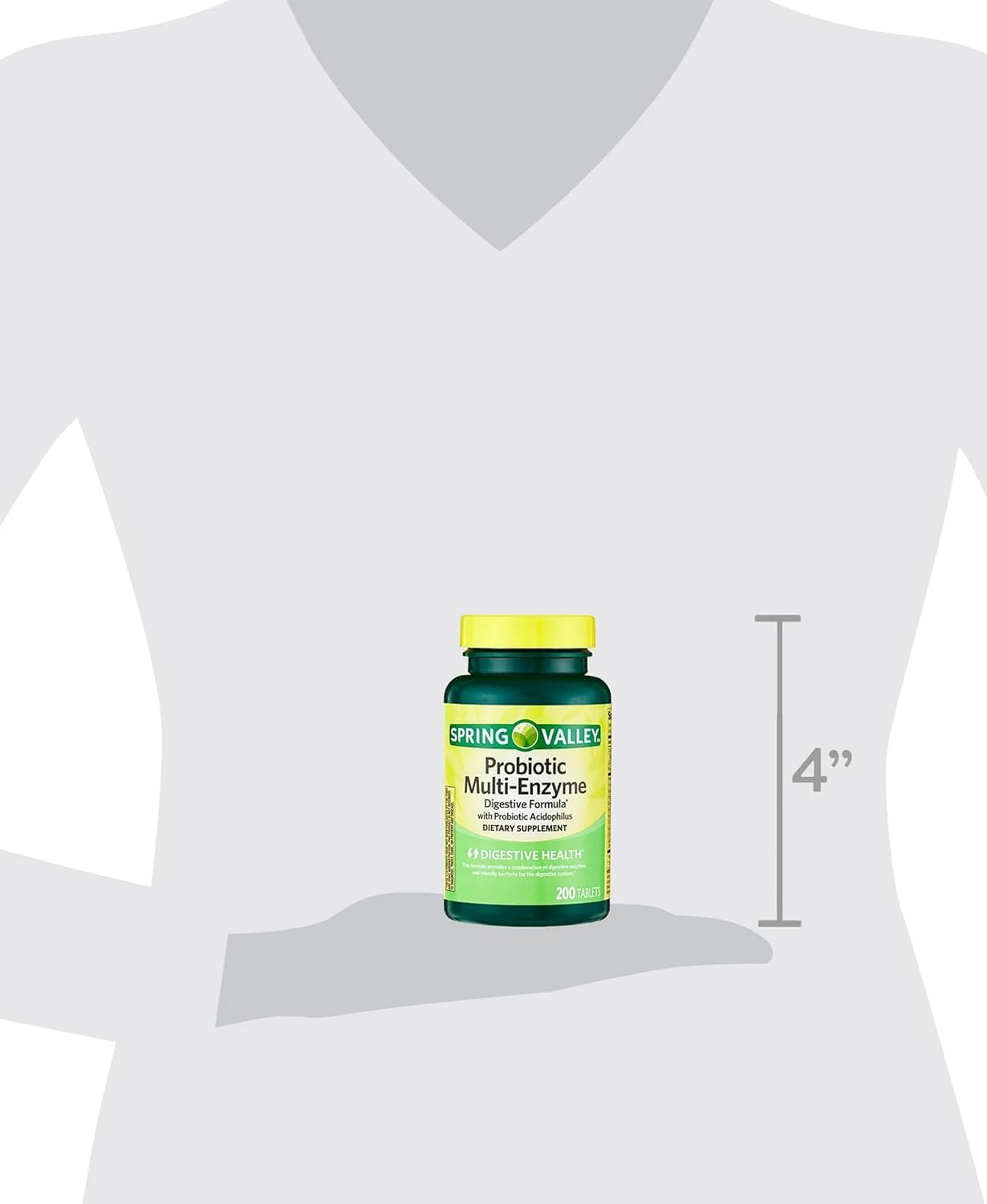 Spring Valley Probiotic Supplement with Digestive Enzymes - 200 Tablets for Men and Women - Supports Gut Health and Digestion with Acidophilus and Prebiotics