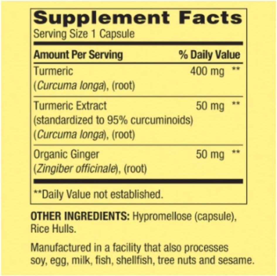 Spring Valley Turmeric Curcumin with Ginger Powder Capsules - 250 Count Dietary Supplement for General Wellness + Ice Roller Gift