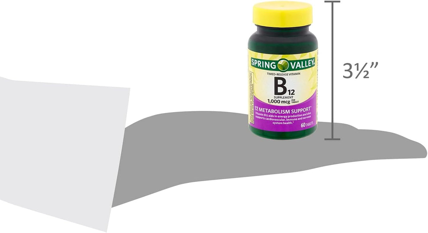 Spring Valley Vitamin B12 Complex 1000 mcg for Women and Men - 60 Tablets Bundle with Lual's Diabetes Decoded