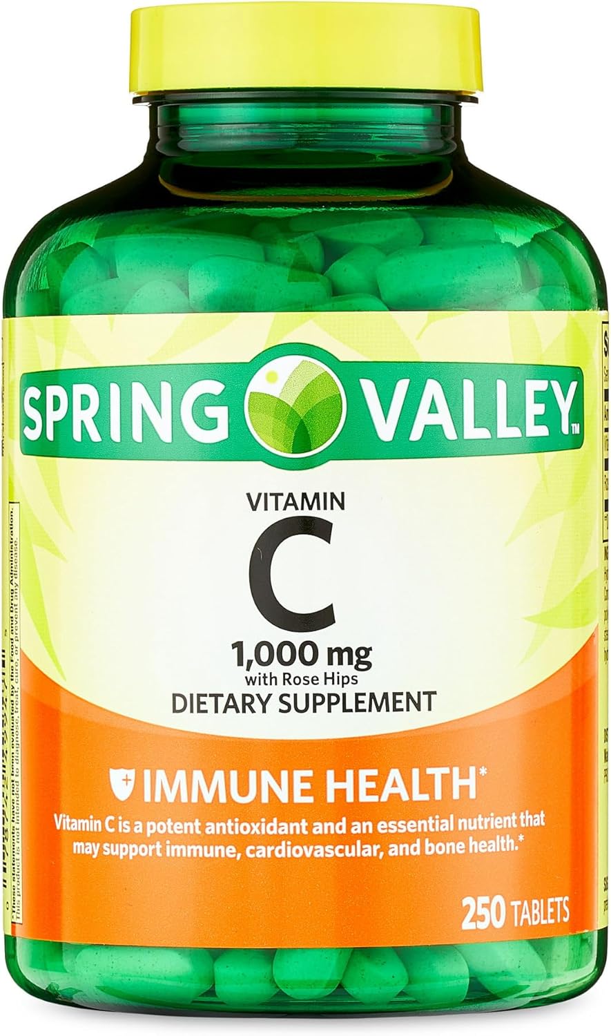 Spring Valley Vitamin C 1000mg with Rose Hips - 250 Tablets Dietary Supplement by Fusion Shop Store
