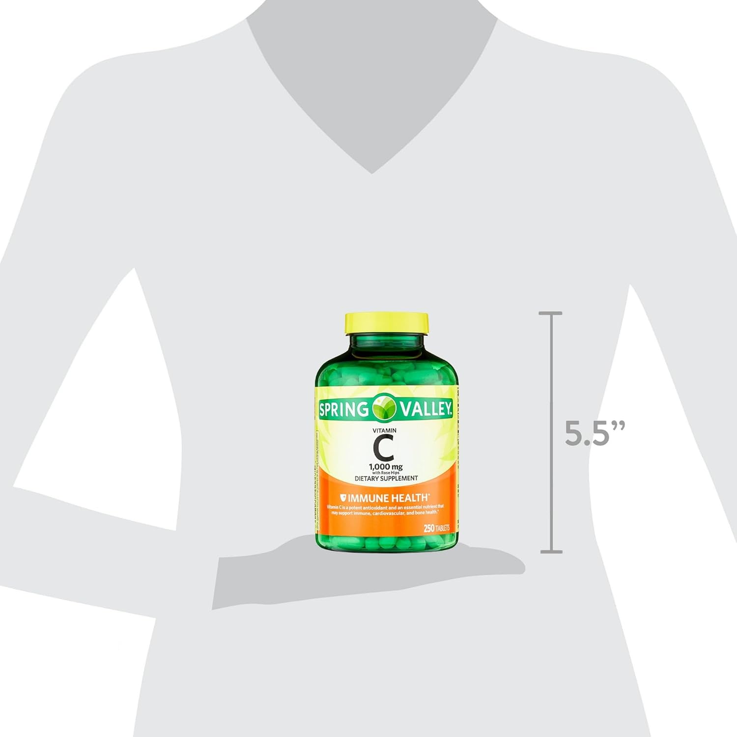 Spring Valley Vitamin C 1000mg with Rose Hips - 250 Tablets Dietary Supplement by Fusion Shop Store