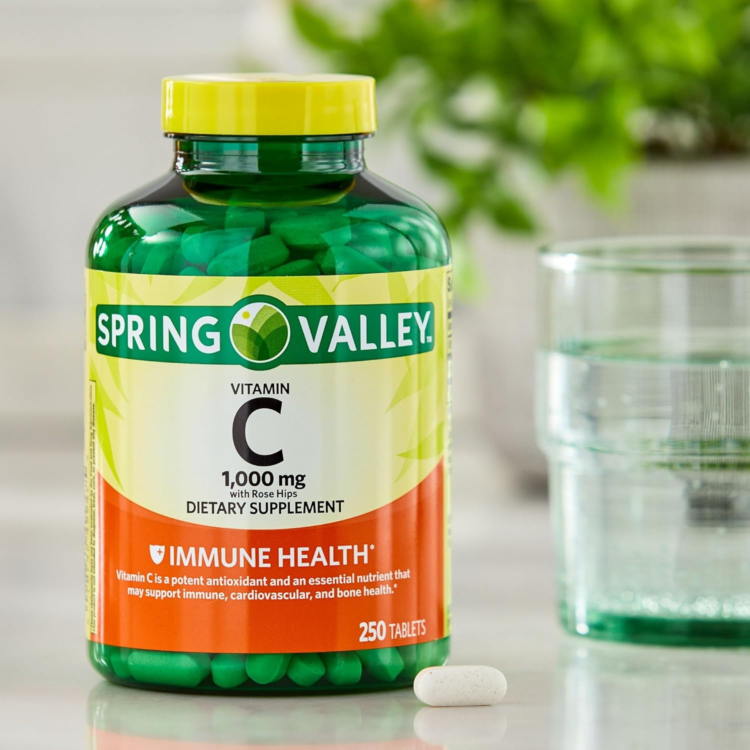 Spring Valley Vitamin C 1000mg with Rose Hips - 250 Tablets Dietary Supplement by Fusion Shop Store