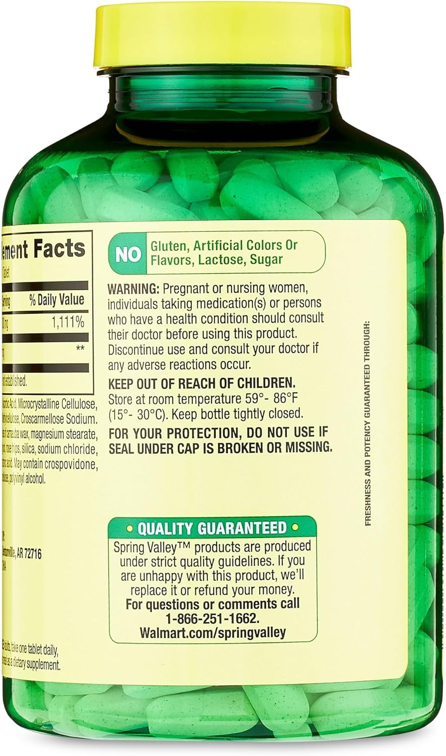 Spring Valley Vitamin C 1000mg with Rose Hips - 250 Tablets Dietary Supplement by Fusion Shop Store