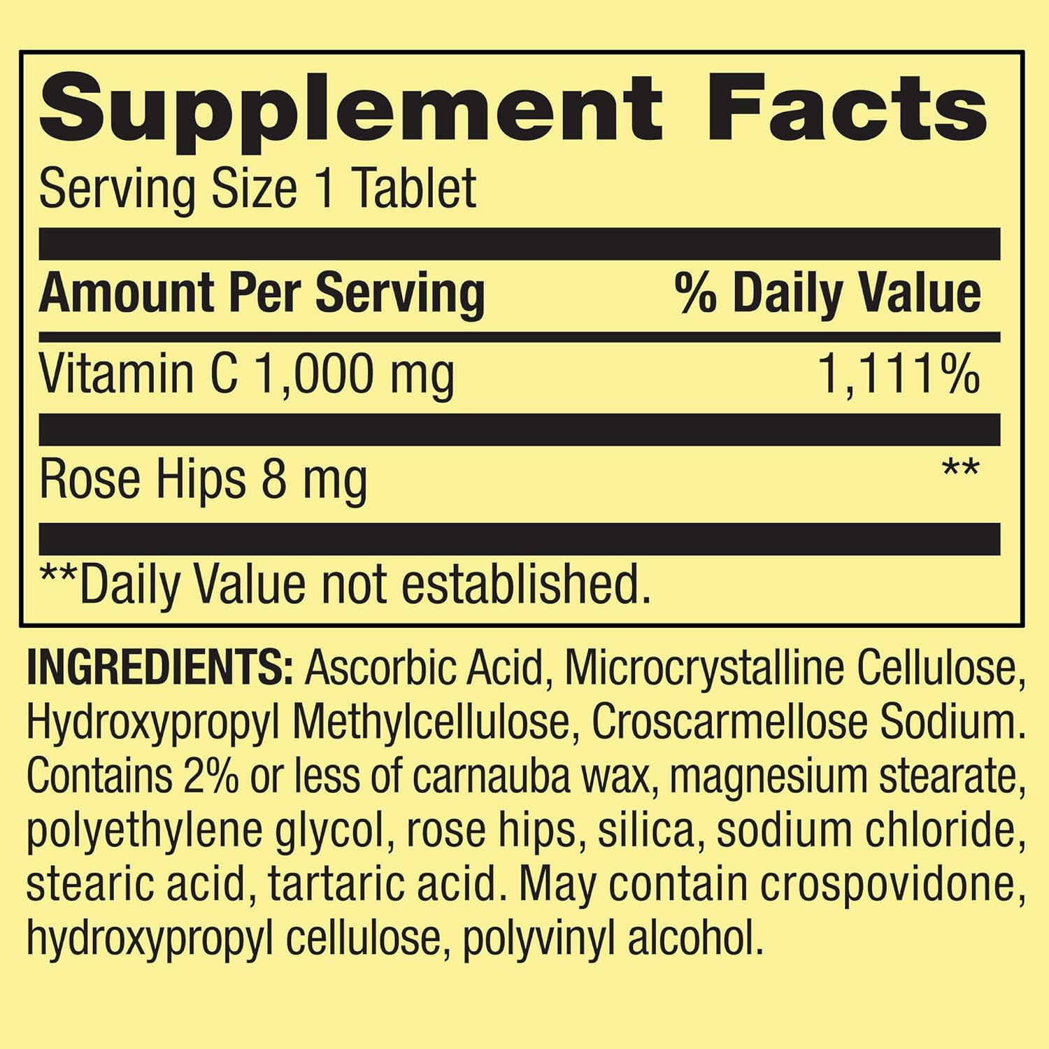 Spring Valley Vitamin C 1000mg with Rose Hips - 250 Tablets Dietary Supplement by Fusion Shop Store