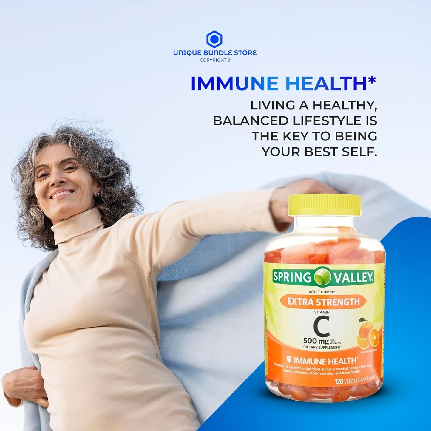 Spring Valley Vitamin C Gummies 500mg Orange Flavor 120 Count + 7 Day Pill Organizer - Immune Health Supplement for Vegetarians