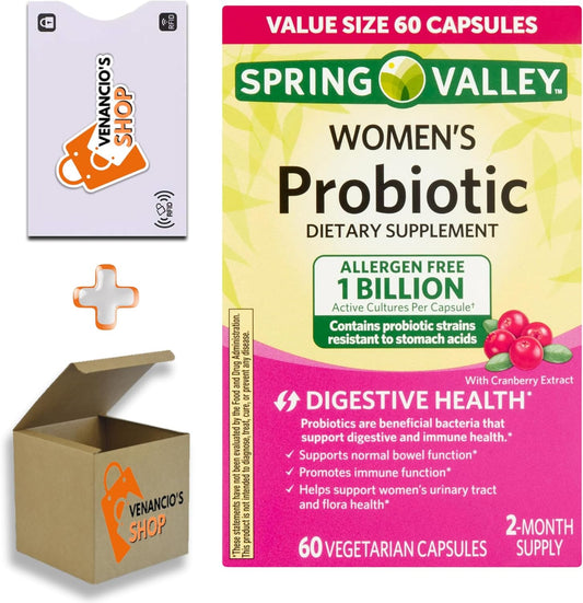 Spring Valley Women's Probiotic Capsules - 1 Billion CFUs for Digestive Health (60 Capsules)