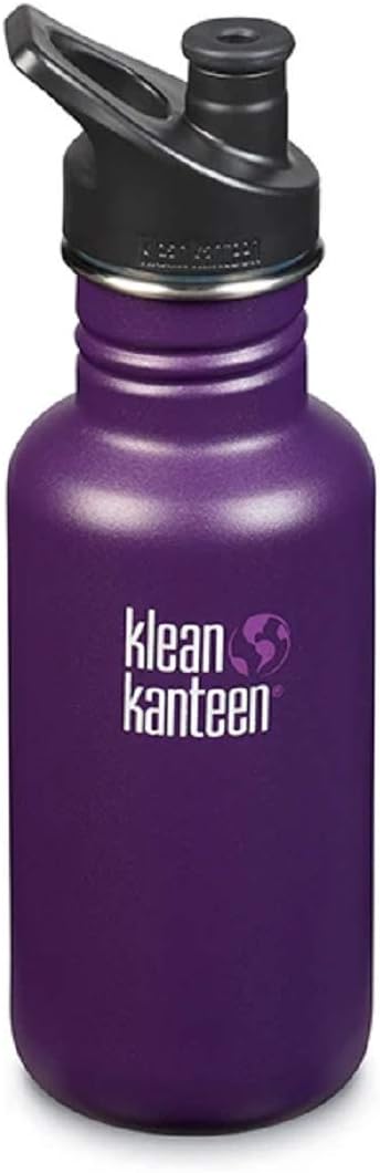 Stainless Steel Water Bottle with Sport Cap - Klean Kanteen Classic Single Wall Non-Insulated