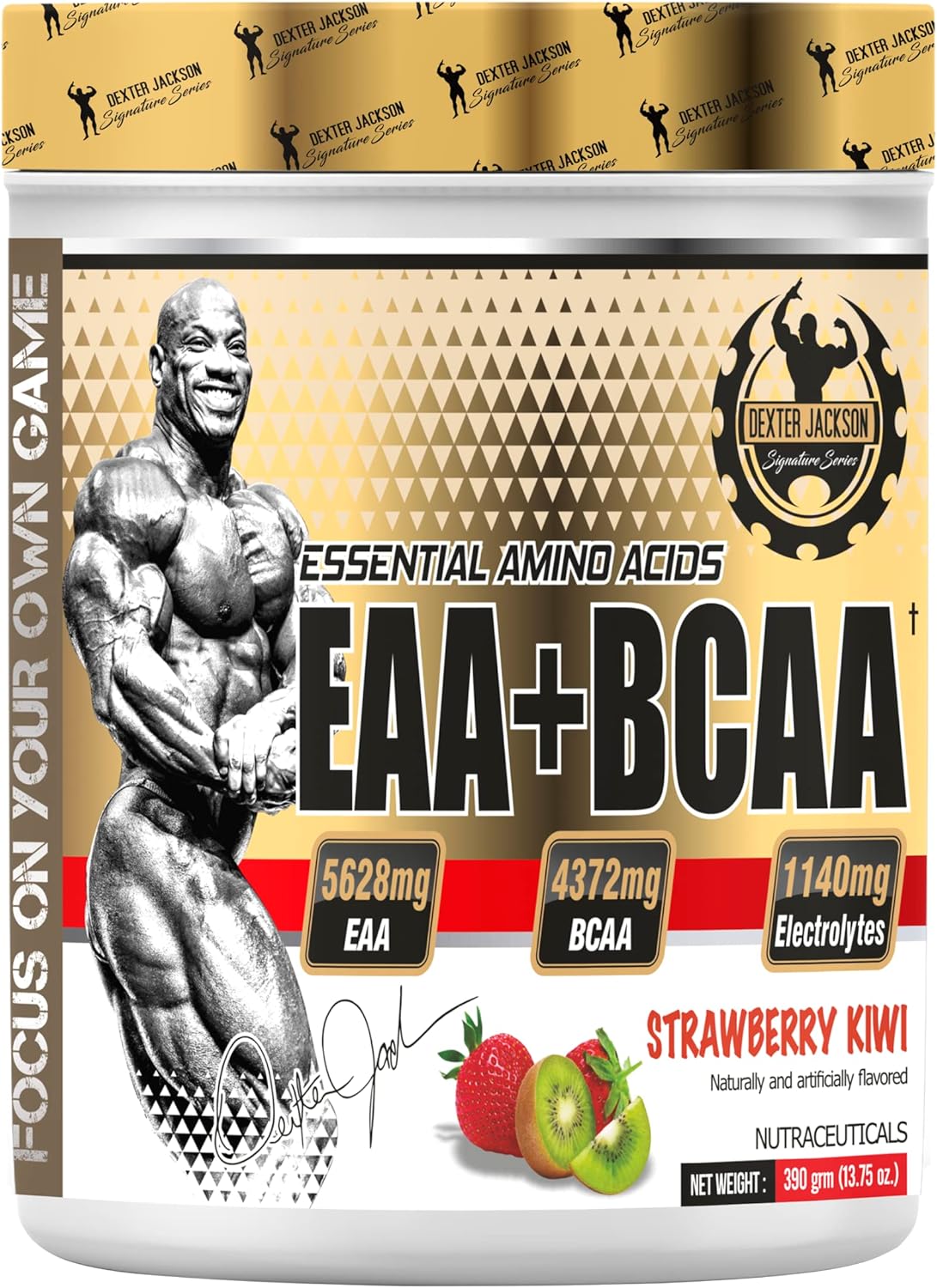 Strawberry Kiwi Dexter Jackson Gold Series EAA + BCAA Amino Acid Blend - 390g (30 Servings) for Muscle Recovery & Growth