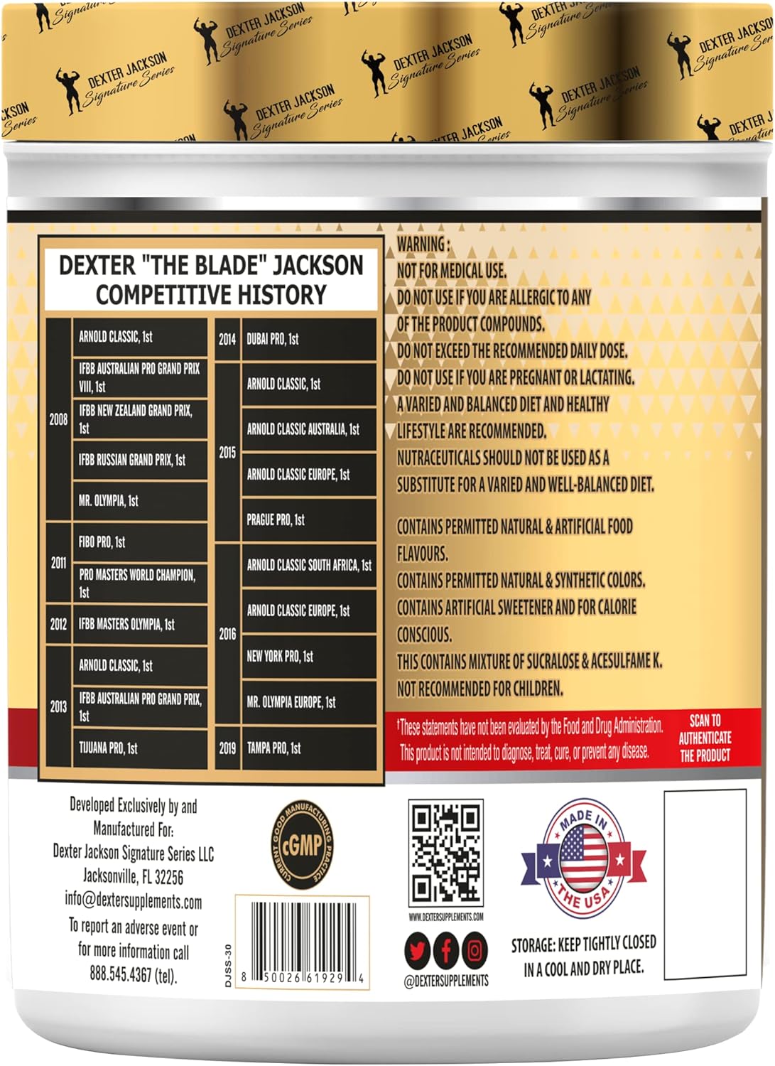 Strawberry Kiwi Dexter Jackson Gold Series EAA + BCAA Amino Acid Blend - 390g (30 Servings) for Muscle Recovery & Growth