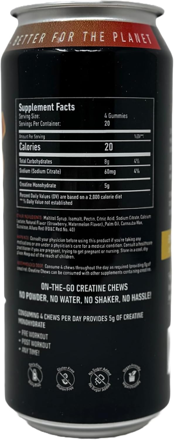 Strawberry Watermelon Sugar-Free Creatine Chews - 80 Gummies by Strength Genesis