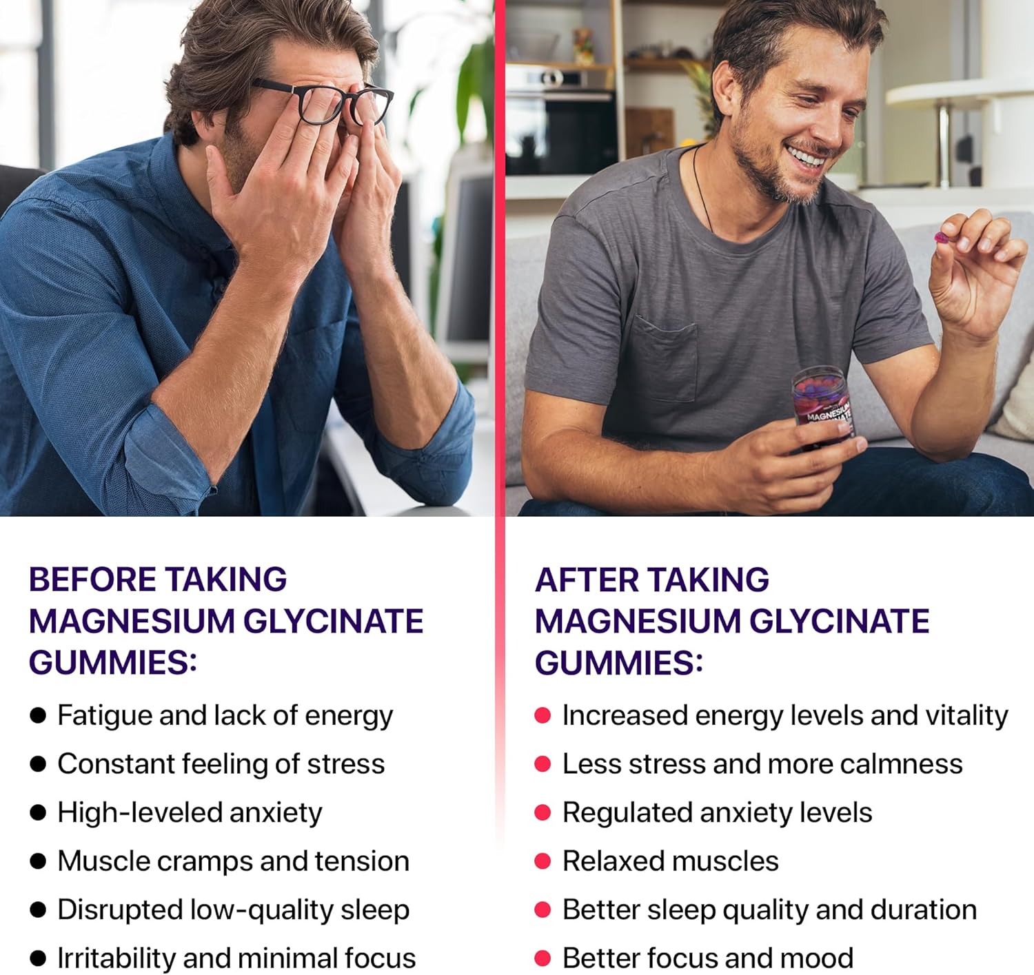 Stress Relief Magnesium Gummies for Adults - 400mg, Sugar-Free with Taurine & Magnesium Malate by PERFECTFIT365