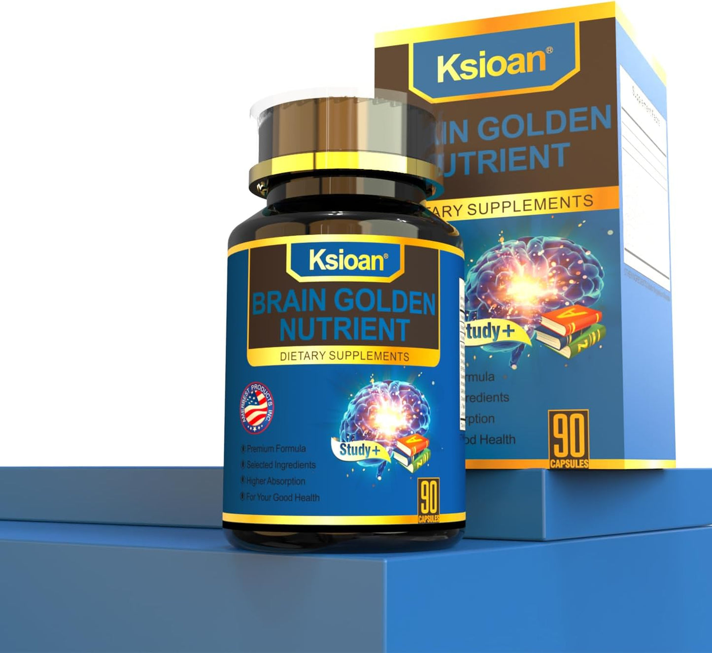 Study Memory & Focus Strength Supplement with DHA, PhosphatidylSerine, Turmeric, & More - 90 Capsules for Mental Clarity & Cognitive Enhancement