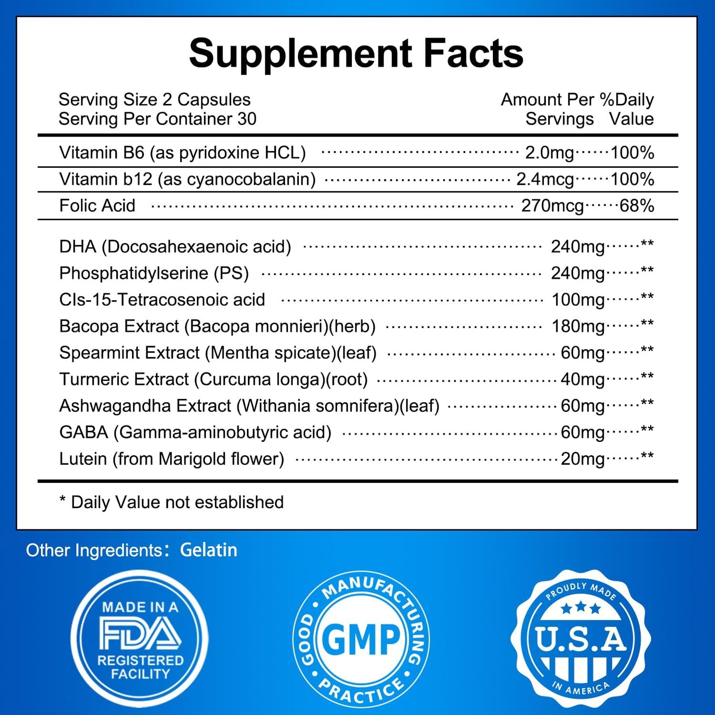 Study Memory & Focus Strength Supplement with DHA, PhosphatidylSerine, Turmeric, & More - 90 Capsules for Mental Clarity & Cognitive Enhancement