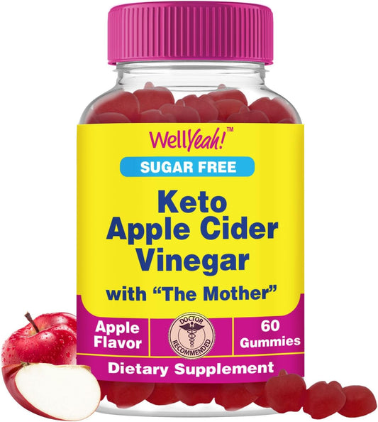 Sugar-Free Apple Cider Vinegar Gummies 500mg | Keto-Friendly ACV Gummies | With Mother | Vegan | Non-GMO | 60 Count