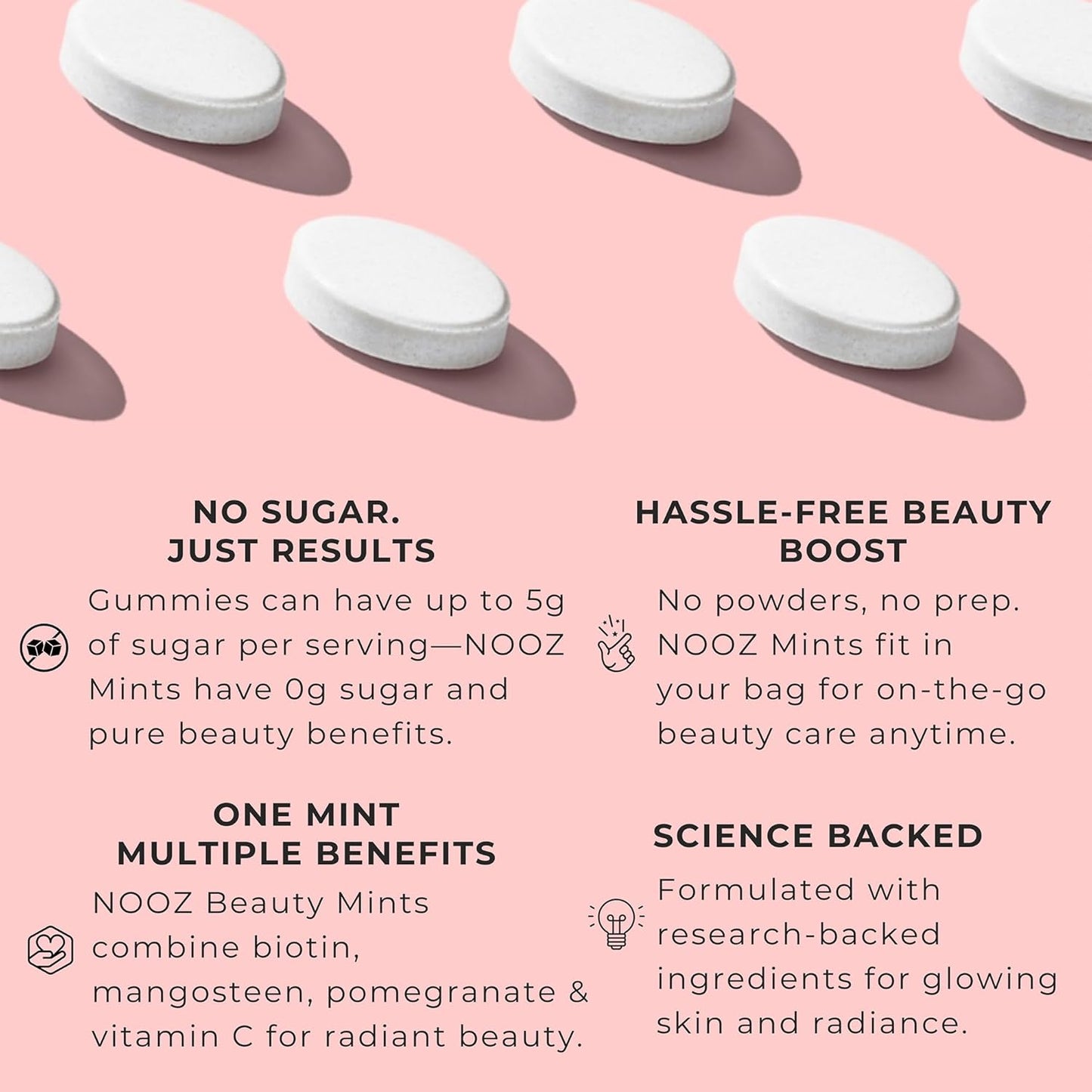 Sugar-Free Biotin Mints for Glowing Skin, Hair & Nails - Pear Flavor | Antioxidant-Rich Travel Supplement with Vitamins C, B6 & B12, Non-GMO (25 Mints)