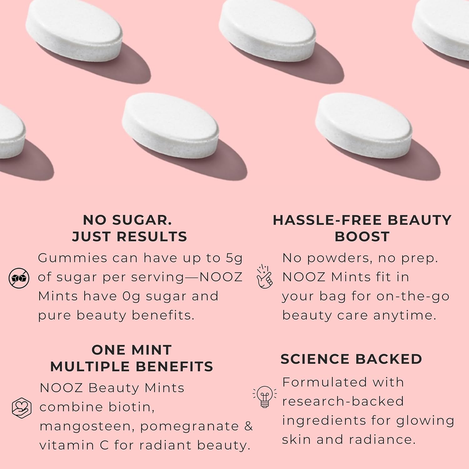 Sugar-Free Biotin Mints for Glowing Skin, Hair & Nails - Pear Flavor | Antioxidant-Rich Travel Supplement with Vitamins C, B6 & B12, Non-GMO (25 Mints)
