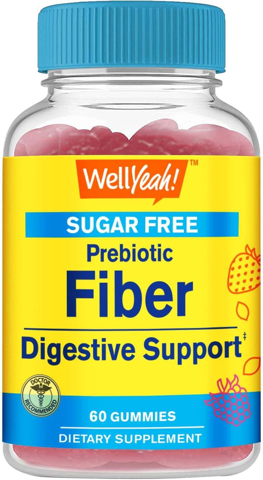 Sugar-Free Fiber Gummies for Adults (4g) | Digestive Support & Prebiotic Fiber Supplement | 60 Count