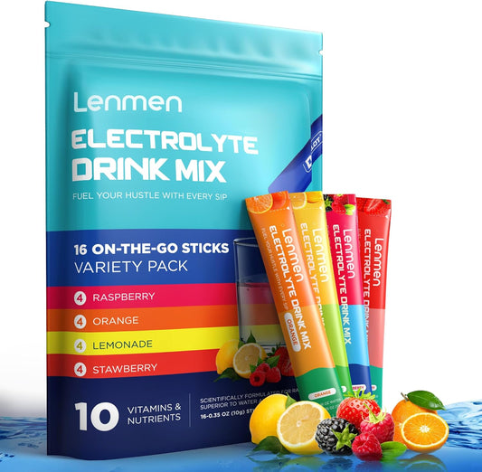 Sugar-Free Lenmen Electrolyte Powder with Natural Flavors - Daily Hydration Boost for Energy and Recovery - Vegan, Keto, Gluten-Free - 10 Electrolytes & Vitamins