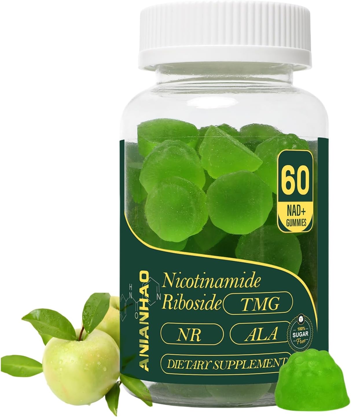 Sugar-Free NAD+ Supplement Gummies 1500MG with TMG & Niacinamide for Anti-Aging & Energy - 2 Bottles