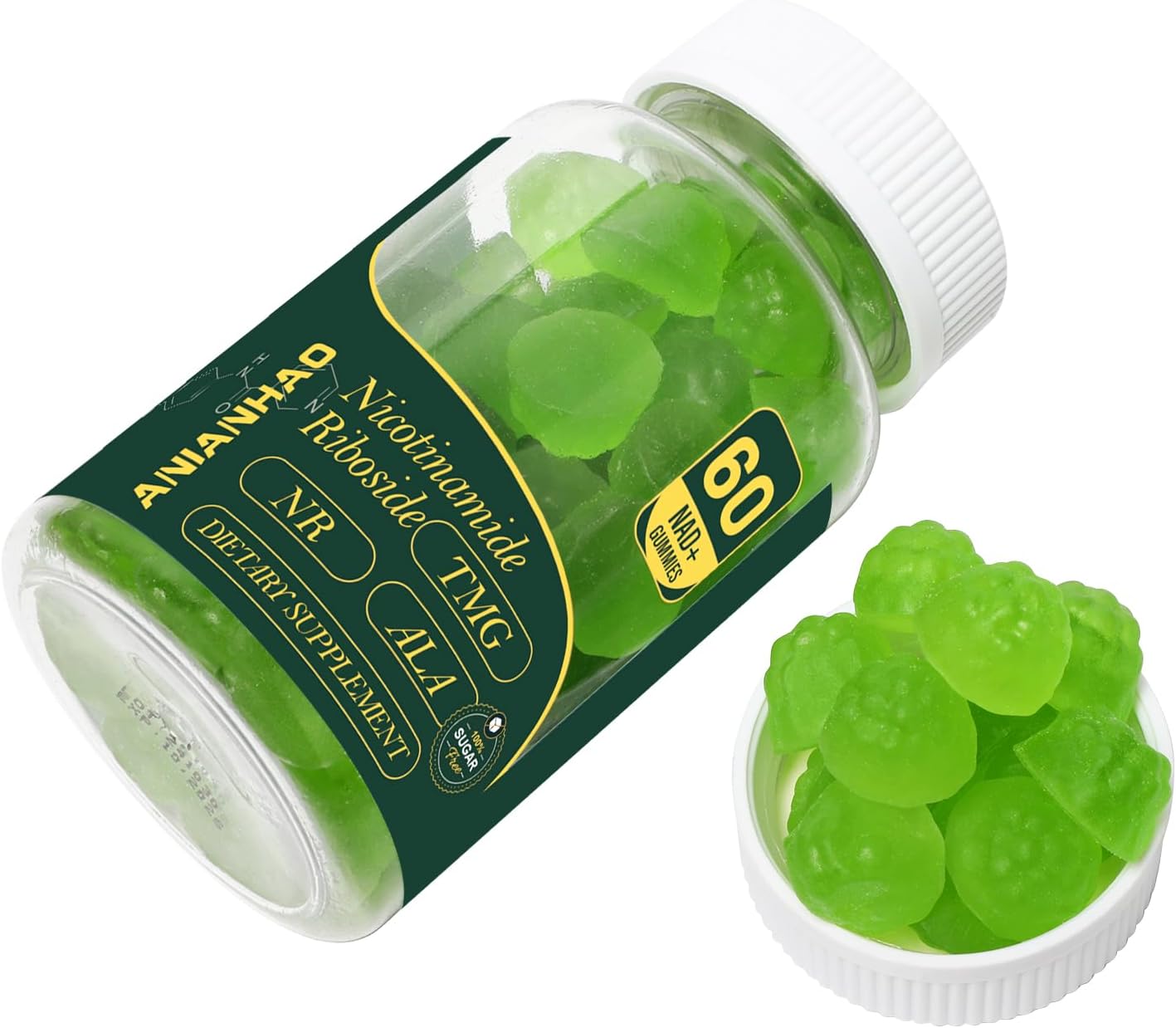 Sugar-Free NAD+ Supplement Gummies 1500MG with TMG & Niacinamide for Anti-Aging & Energy - 2 Bottles