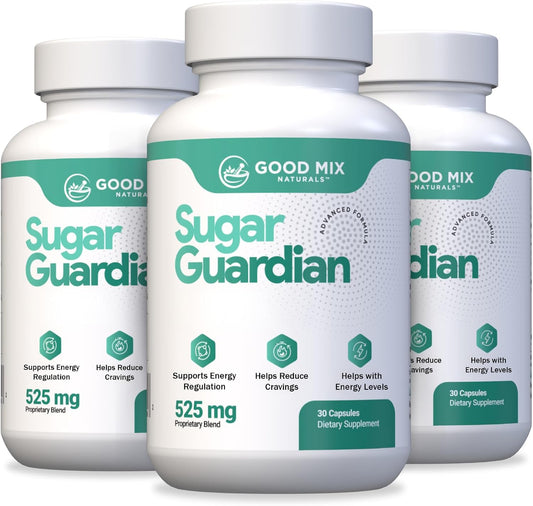 Sugar Guardian Herbal Supplement 525mg Capsules - 3 Month Supply - Non GMO Plant Ingredients - Made in USA - 3 Pack