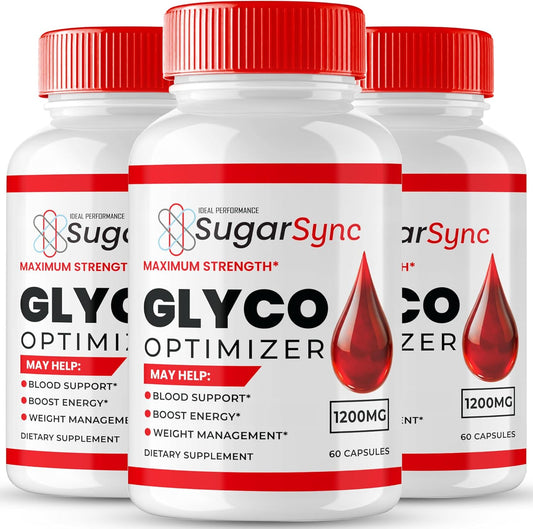 Sugar Sync Glyco Optimizer Supplement Capsules - Maximum Strength Formula for Ideal Performance and Health Support (3 Pack)